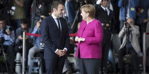 Angela Merkel et Emmanuel Macron, le 15 mai, à Berlin