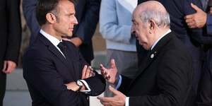 Emmanuel Macron et Abdelmadjid Tebboune, lors du sommet du G7,  Fasano, le 14 juin 2024.