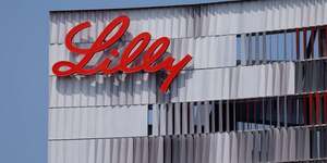 Le logo d'eli lilly est visible sur l'un des bureaux de l'entreprise a san diego