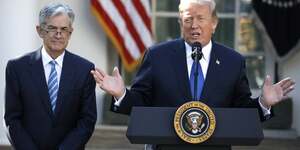 Le president americain donald trump et le president de la reserve federale americaine jerome powell