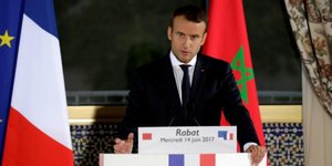 Le prsident franais Emmanuel Macron lors de la confrence de presse tenue  l'occasion de son voyage  Rabat (Maroc), le 14 juin 2017.