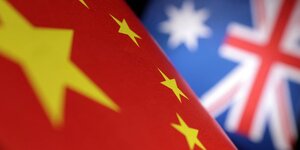 Une illustration des drapeaux chinois et australiens