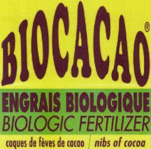 BIOCACAO ENGRAIS BIOLOGIQUE BIOLOGIC FERTILIZER coques de fèves de cacao / nibs of cocoa_logo