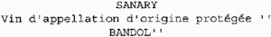 SANARY Vin d'appellation d'origine protégée  BANDOL _logo